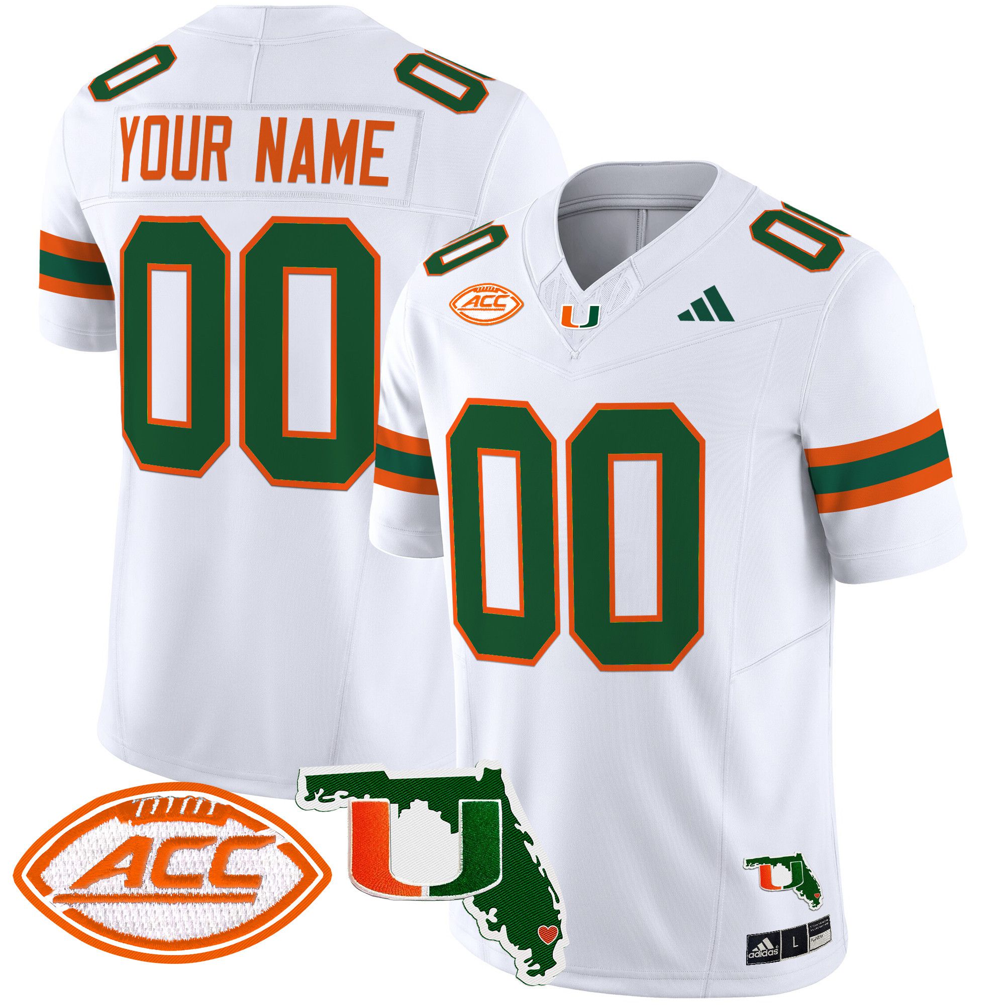 Men Miami Hurricanes White 2024 Florida Patch Vapor Limited Custom NCAA Jersey->customized ncaa jersey->Custom Jersey